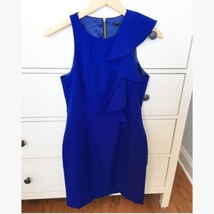 Jay Godfrey Cobalt Blue Cocktail Dress with Ruffle